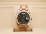 Rolex Day-Date 40 Rose Gold Olive Green Roman Dial & Fluted Bezel President Bracelet 228235 - - Image 2