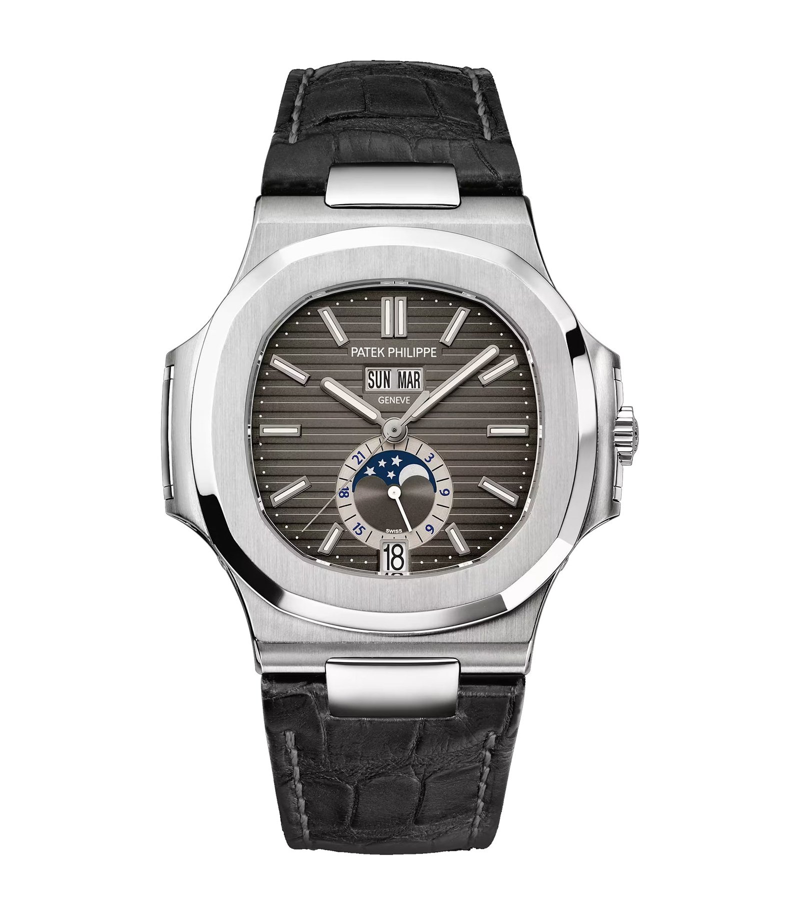 5726a-1.jpg 41mm Annual Calendar Moon Phase Steel Charcoal Dial - Image 1