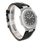 Patek Philippe Nautilus 18K White Gold Black Strap Mens Watch 5711 - Image 5