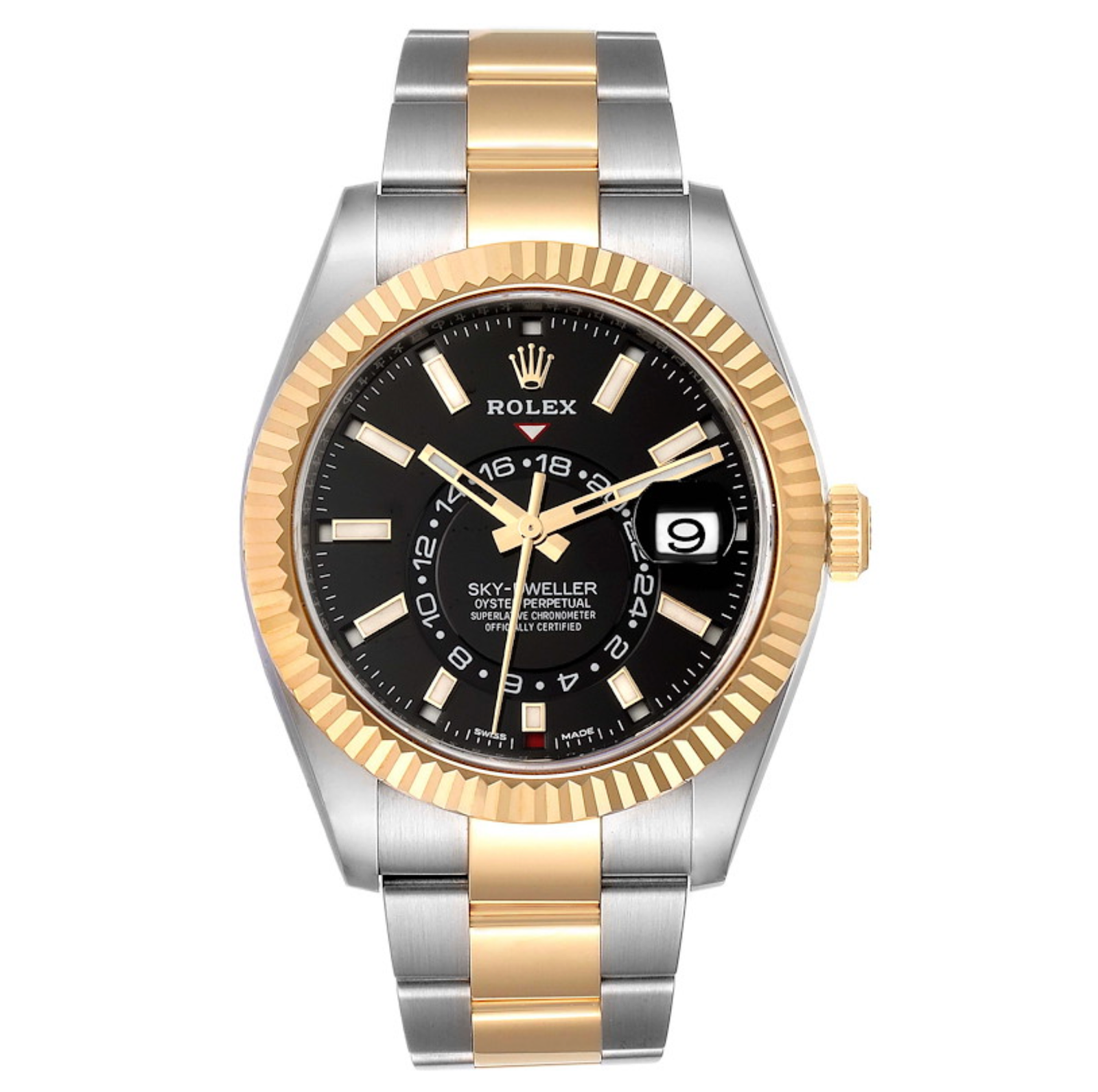 Pre-Owned-Rolex-Sky-Dweller-Stainless-Steel-and-Yellow-Gold-Jubilee-Bracelet-Black-Dial-326933-JD-Watches-NY.png Rolex Sky Dweller Stainless Steel and Yellow Gold Jubilee Bracelet Black Dial 326933 - Image 1