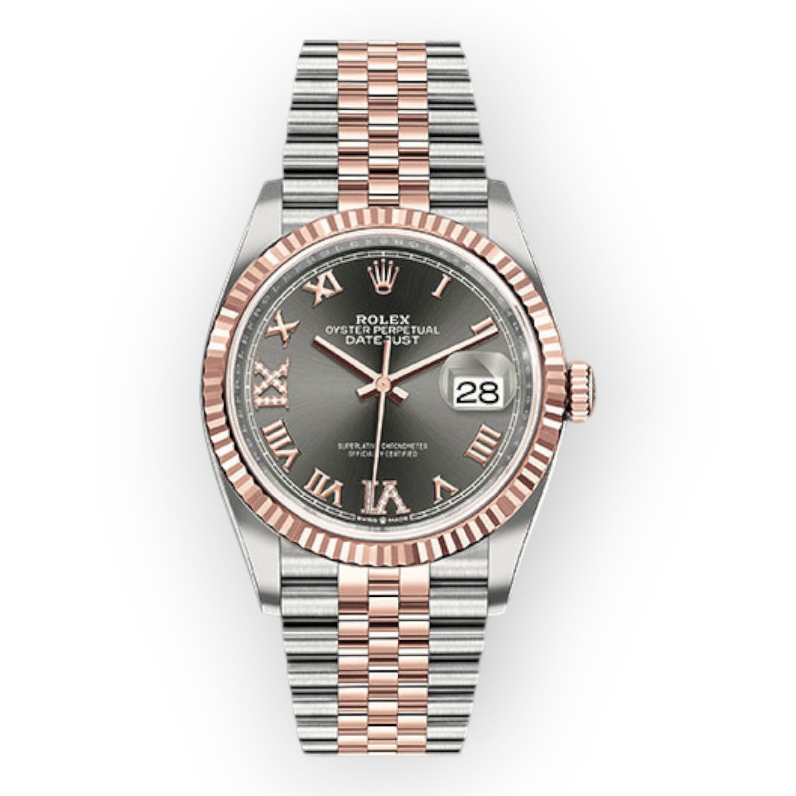 Pre-Owned-Rolex-Steel-and-Everose-Datejust-36-Watch-126231-Dark-Rhodium-Roman-Dial-Jubilee-Bracelet-JD-Watches-NY.jpg Rolex Steel and Everose Datejust 36 Watch 126231 Dark Rhodium Roman Dial - Jubilee Bracelet - Image 1