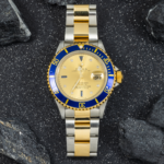 Rolex Submariner Two Tone 16613 Champagne Serti Dial Blue Insert Bezel - Image 4
